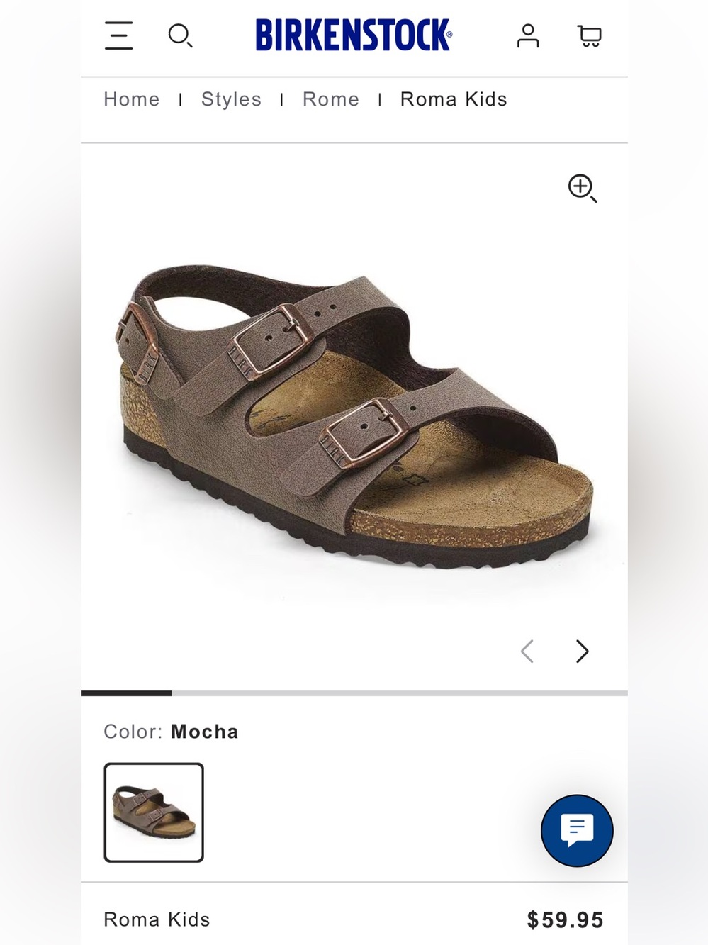 Birkenstock Kid’s Roma Sandal in Mocha- Size 30/Size 12-12.5- Like New